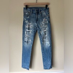 AEO Airflex+ Patched Skinny Jeans